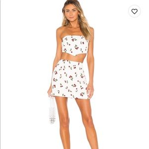 Superdown mini skirt and scarf crop top set